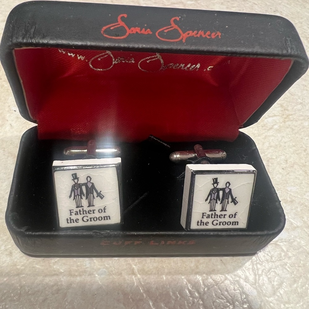Father of the Groom Bone China and Silver Cufflinks